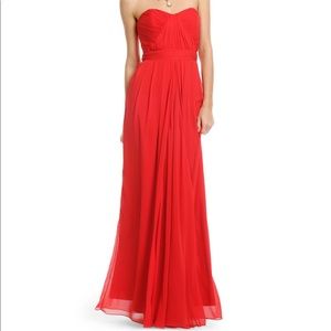 badgley mischka faye chiffon gown size 6, crimson